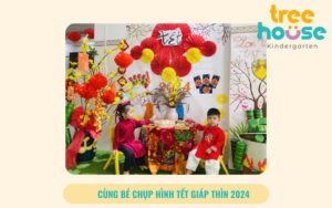 Cùng bé chụp hình tết giáp thìn 2024